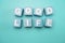 Good Life created with cubes alphabet letters on blue background