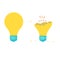 Good light bulb and broken light bulb. Idea concept