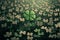 Good luck fourleaf clover standing out from a field, creative digital illustration painting