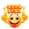 Good luck web sticker. Yellow emoji cartoon character. Emoticon smile face