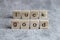 Good luck word written on wood cube