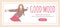 Good mood banner template. Smiling girl dancing. Cheerful expression, happiness vector concept.