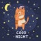 Good night card with a cute sleepy cat