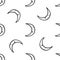 Good night doodle pattern. Time to go to bed. Seamless background with sleeping month. Black outline on a white