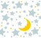 Good night! Moon sleeps well. Cute drawing for children