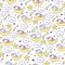 Good Night. Seamless pattern with sleep baby, clouds and stars.