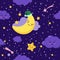 Good night seamless pattern. Stars, moon, clouds vector cover. Soft good night. Cartoon Funny Graphic EPS