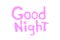 Good night. Vector card in cartoon style with pink purple handwritten lettering. The wish for sweet magical dreams. Phrase