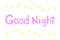 Good night. Vector card in cartoon style with pink purple yellow handwritten lettering, stars. The wish for sweet magical dreams.