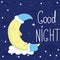 Good night vector card with cute sleeps month