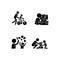 Good parenting black glyph icons set on white space