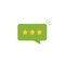 Good review rating icon vector,review stars with positive rate in green chat bubble speech, testimonial message