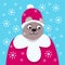 Good smiling bear in the clothes of Santa Claus.