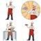 Good smiling chef.Set of four illustrations