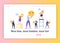 Good Teamwork Organization Concept Landing Page. Funny Male and Female Character Holding Smiley in Hand. Happy Business