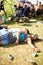 When good times go bad. Shot of a group of guys passed out on the grass surrounded by empty beer cans at an outdoor