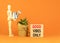 Good vibes only symbol. Concept word Good vibes only on beautiful wooden block. Businessman model. Beautiful orange table orange