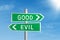 Good vs evil road sign