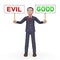 Good Vs Evil Sign Shows Difference Between Moral Honesty And Hate - 3d Illustration