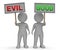 Good Vs Evil Sign Shows Difference Between Moral Honesty And Hate - 3d Illustration