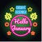 Goodbye december hello january spring text sign with frame, vector