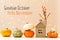 Goodbye October Hello November message with pumpkins with house