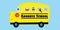 Goodbye School- text with cute smiley  School Bus, with crab, pineapple, toucan, and cat.