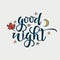 Goodnight hand writing text. Calligraphy, lettering design. Typography for greeting cards, posters, banners. Isolated vector illus