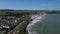 Goodrington Sands, Paignton, Torbay, Devon, England: DRONE VIEWS: The sands, waves and holidaymakers