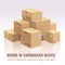 Goods in cardboard boxes. Vector delivery and packing concept