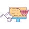 Goods online order, shopping and delivery icon