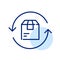 Goods return or exchange symbol. Delivery parcel box and return arrows. Pixel perfect icon