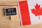 goods and services concept - canadian country's flag, blackboard with text Buy local