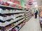 Goods on the shelf of a grocery store. Candy and other confectionery