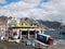 Goods transport truck entering the garage of the Fred Olsen Express ferry in the Port of Santa Cruz de Tenerife