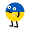 Goodwill character country with chamomile flower in hand. Peaceful kind Ukrainian cartoon character. Smiling Ukraine