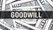 Goodwill Closeup Concept. American Dollars Cash Money,3D rendering. Goodwill at Dollar Banknote. Financial USA money banknote Comm