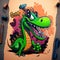 goofy dinosaur cartoon character graffiti style marker draw