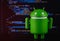 Google Android figure on blurred digital background