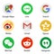 Google Apps, Line, Weibo, Qzone, Reddit etc - popular social media, messengers, message passing, post and internet services. Kyiv