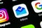 Google inbox by Gmail application icon on Apple iPhone X smartphone screen close-up. Google inbox app icon. Social network. Social