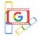 Google logo in movie film, composition, colors, isolated.