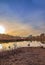 Goose Hanging Out By A Park Lake At Sunrise