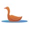 Goose in lake icon, cartoon style