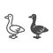 Goose line and solid icon, domestic animals concept, poultry bird sign on white background, silhouette of a goose icon