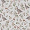 Goose and wildflowers seamless pattern