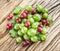 Gooseberries on the wooden.