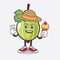 Gooseberry Fruit cartoon mascot character holding ice cream