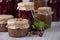 Gooseberry homemade  jam in glass jars