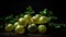Gooseberry and Raw Amla Fruit on Dark Background, AI Generated